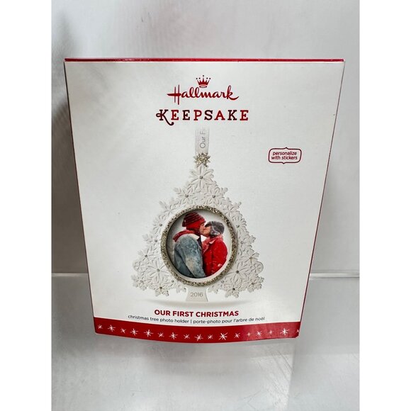 Hallmark Keepsake 2016 Our First Christmas Tree Ornament Photo Holder Snowflake - Picture 1 of 9